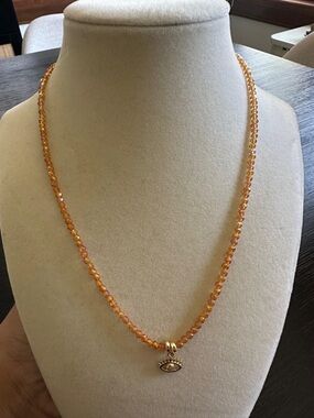 Amber Beaded Evil Eye Necklace